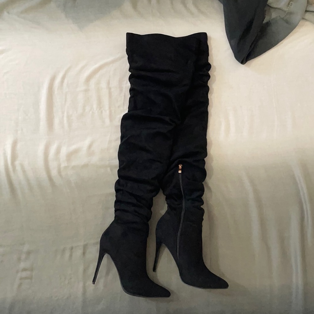 Black Thigh High Stiletto Boot